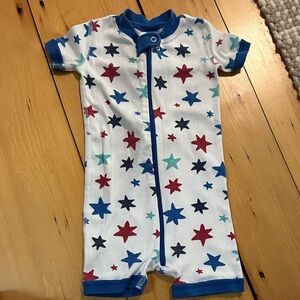 Hanna Andersson Blue and White Baby Romper